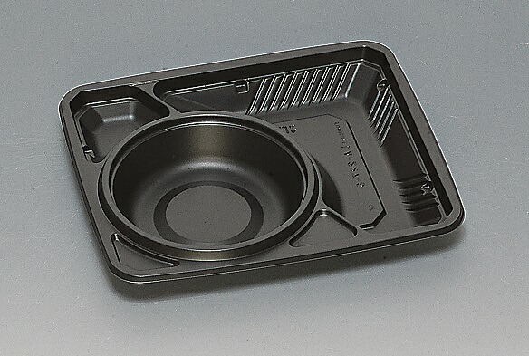 弁当容器 使い捨て LA-227-5H 黒 【600枚本体蓋セット】 LA227 5H お弁当箱 業務用 福助工業 弁当屋 お持ち帰り 宅配 レンジ対応
