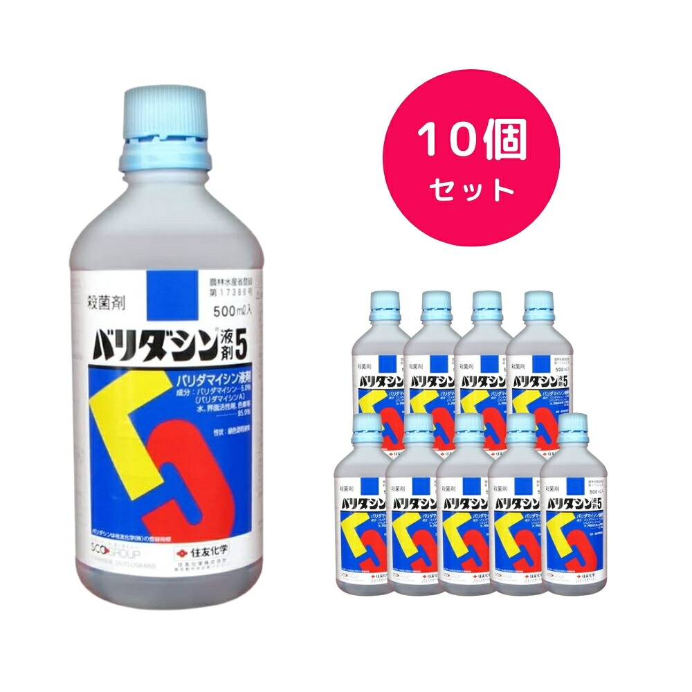 【10個セット】 バリダシン液剤5 500ml 殺菌剤 黒斑病 かいよう病 株腐病 黒腐病 軟腐病 黒斑細菌病 黒あざ病 青枯病