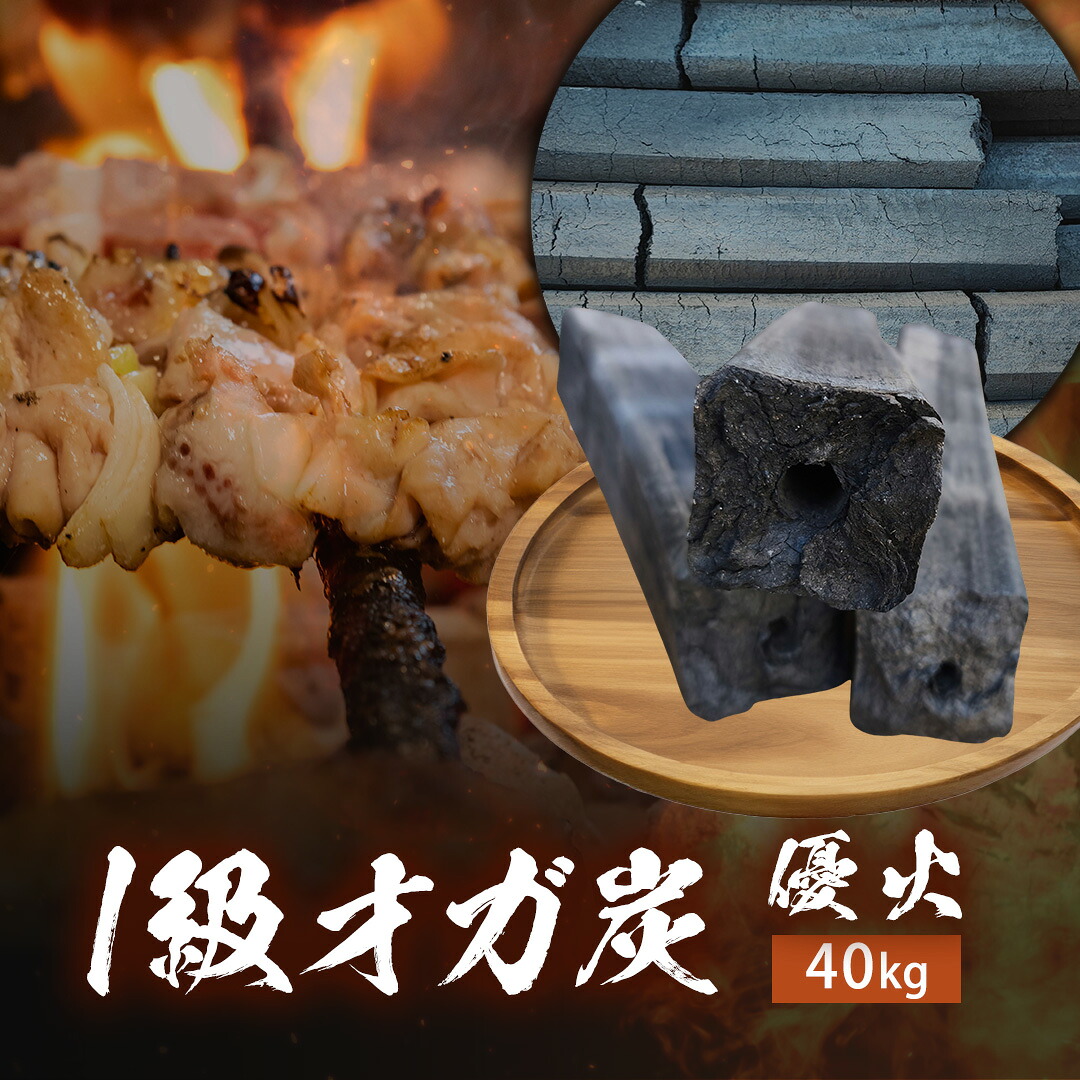 オガ炭 計40kg 4箱でお届け 優火備長炭 中国産 1級品 備長炭 やきにく 七輪 炉端 ろばた焼