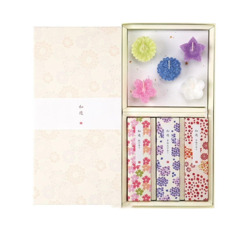 差し上げ物 和遊 花づくし蝋燭書き割り カメヤマローソク I1348-01-00
