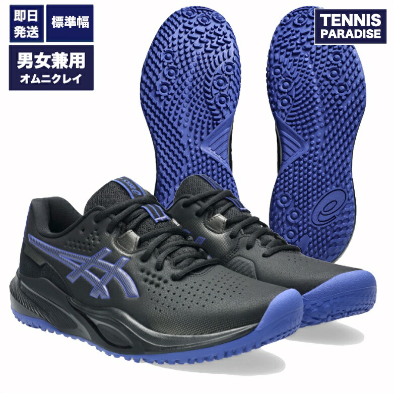 2025 asics アシックス テニスシューズ オムニクレー ユニセックス ゲルチャレンジャー15 / GEL-CHALLENGER 15 OC (1043A026-001) ブラック x ダークコバルト｜テニスパラダイス 店