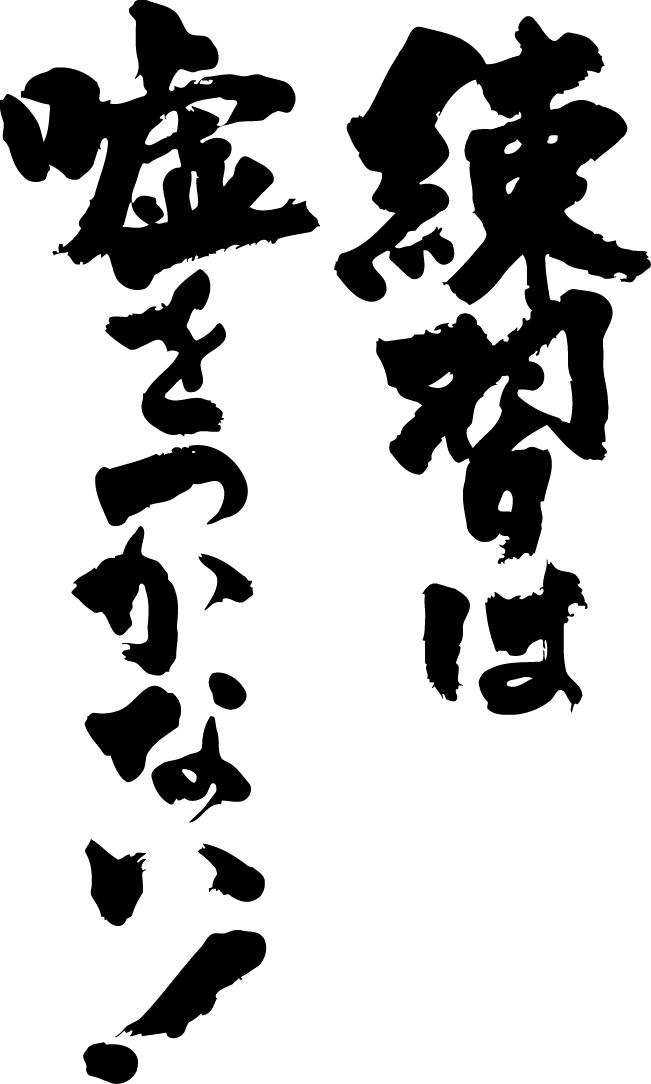 楽天市場 練習は嘘をつかない 縦書 書道家が書く漢字tシャツ 本物の筆文字を使用したオリジナルプリントtシャツ書道家が書いた文字を和柄漢字tシャツにしました 今ならオリジナルtシャツ2枚以上で 送料無料 名入れ 誕生日プレゼント 楽ギフ 名入れ Pt1