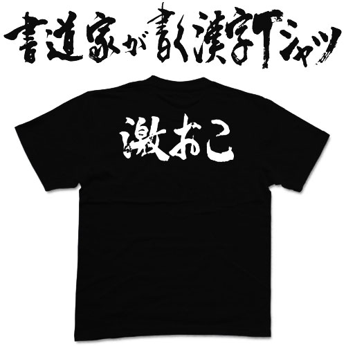 楽天市場 激おこ 横書 書道家が書く漢字tシャツ おもしろtシャツ 本物の筆文字を使用したオリジナルプリントtシャツ書道家が書いた文字を和柄漢字tシャツにしました 今ならオリジナルtシャツ2枚以上で 送料無料 名入れ 誕生日プレゼント 楽ギフ 名入れ Pt1