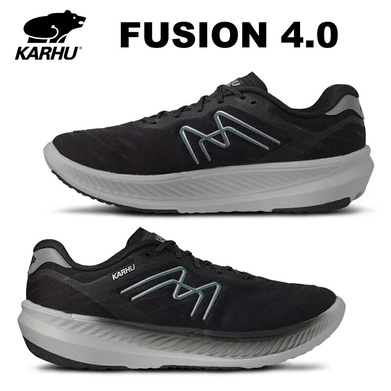 KARHU（カルフ）MEN'S FUSION 4.0 BLACK / STORMY WEATHER フュージョン 通気性 シームレス クッション性 快適性 ミッドソール スニーカーメンズ 靴 kh101013 14,484円