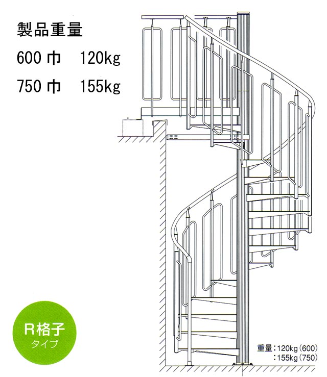 爆売り 楽天市場 らせん階段 ｋｄスパイラル ｒ格子 段板巾750 代引不可 北海道 沖縄県 離島への出荷不可 ティーアップ 工場直送 Lexusoman Com