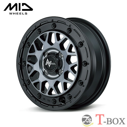 単品1本価格 14インチ 4.5J 4/100 MARUKA マルカ NITRO POWER M29 STINGER ナイトロパワー M29 スティンガー セミグロスブラッククリア (SB)