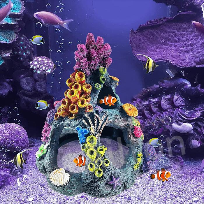 楽天市場】アクアリウム用 タワー型 隠れ家 小型 オーナメント 水槽用