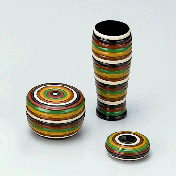 【茶道具 / 茶箱】 三点セット 独楽 宗悦作 (木製) (棗・香合・茶せん筒)