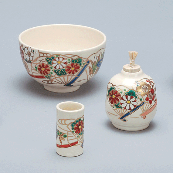 楽天市場】【茶道具 / 茶箱】 仁清 新菊桐 三点セット (茶碗・振出・茶