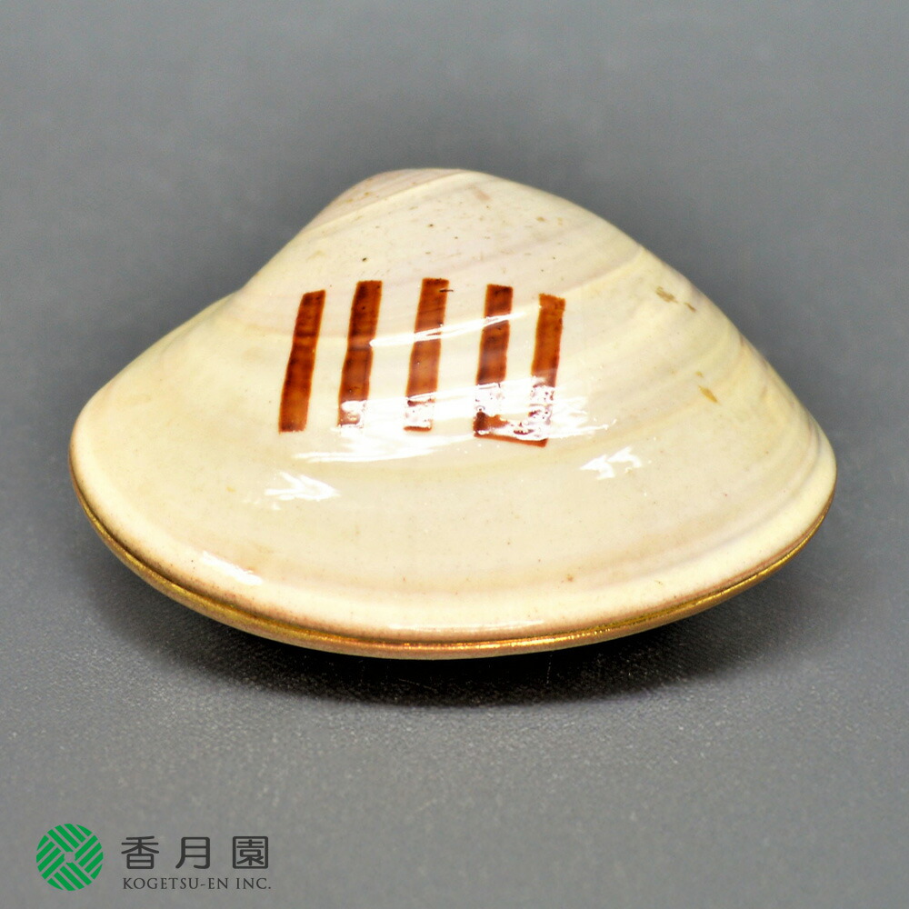 【茶道具 / 香合】　蛤　源氏香図　玄々斎好写　中村湖彩　作　(桐箱付き)