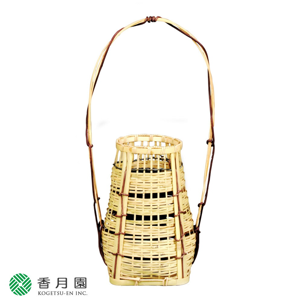 花入 方円籠 即中斎好写　和田菁竺　紙箱入　茶道具　花器　花籠　伝統工芸品 茶道具 花入・花籠 方円籠 即中斎好写 上塗り竹入子 付 紙箱