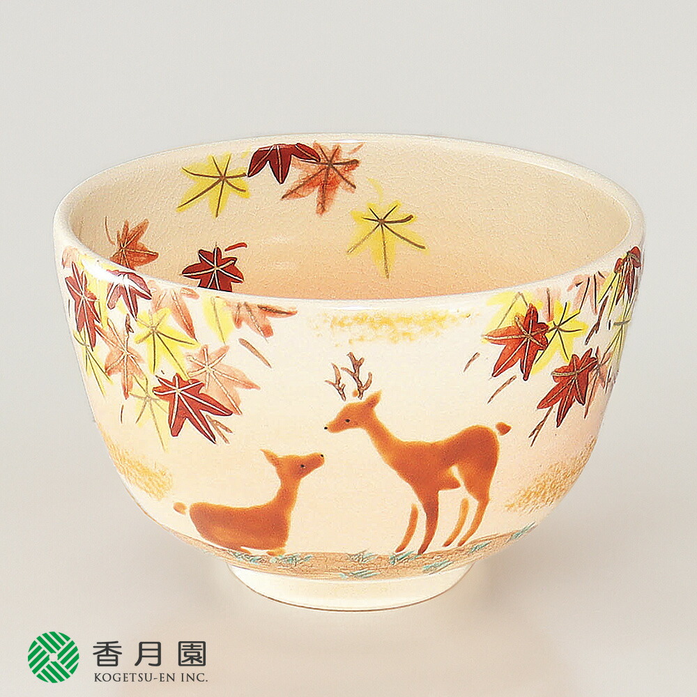 楽天市場】〇【茶器/茶道具 抹茶茶碗】 色絵茶碗 紅葉に鹿 加藤