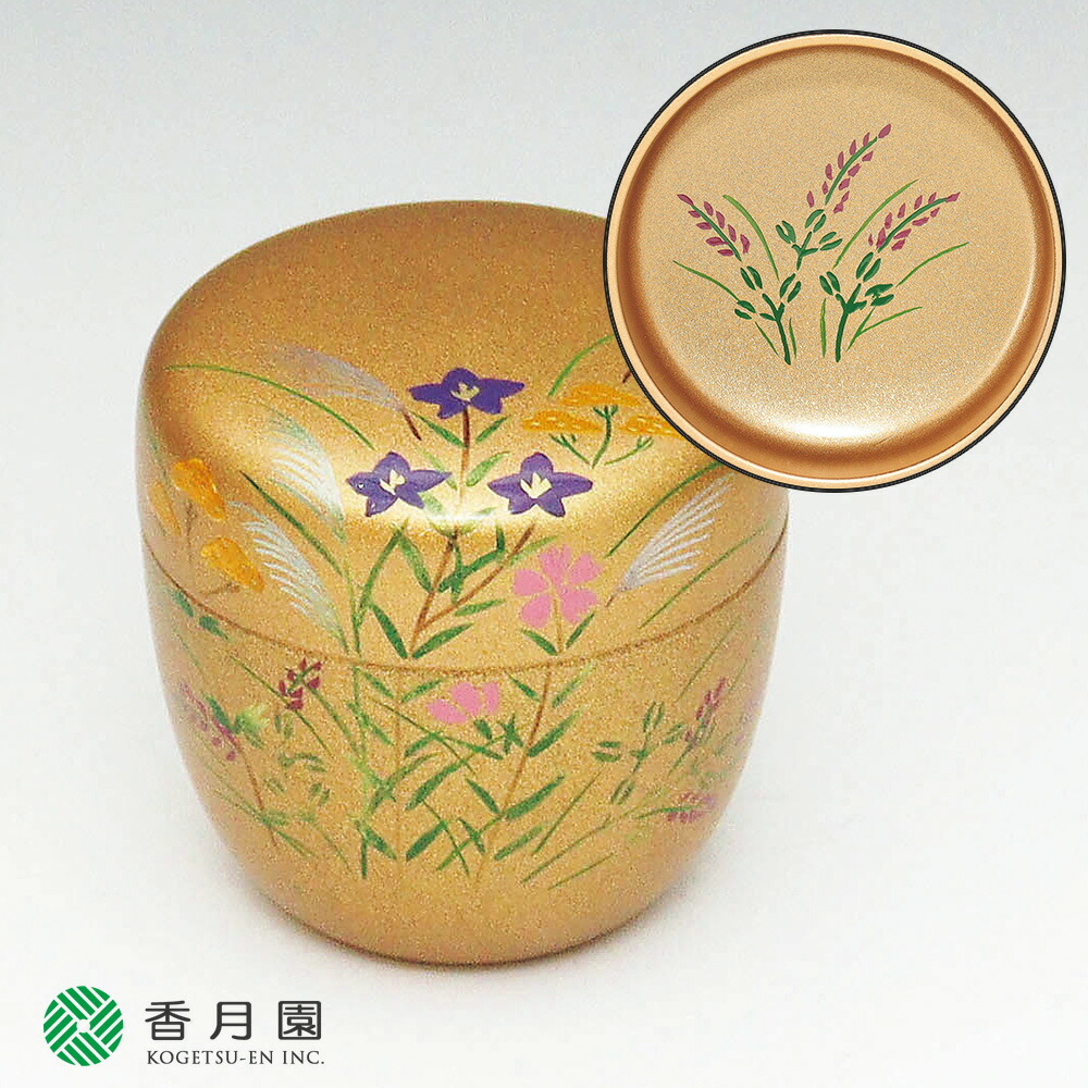 茶道具　流水春草蒔絵　中棗 楽天市場】【茶道具 / 棗】中棗 春草蒔絵 佐々木麗峰 作 (桐箱