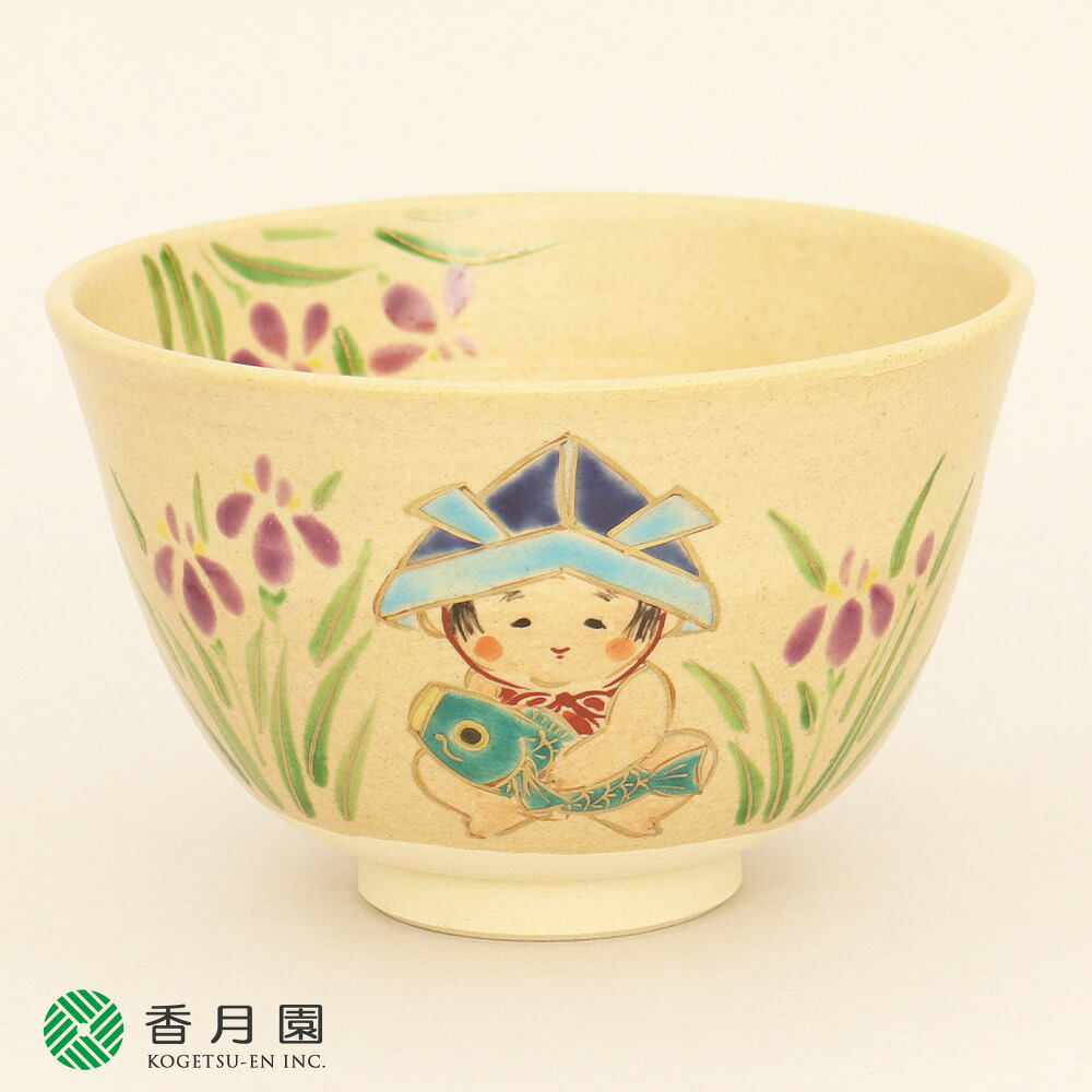 【茶道具 / 茶碗】　色絵　端午の節句　東山深山　作　（化粧箱）