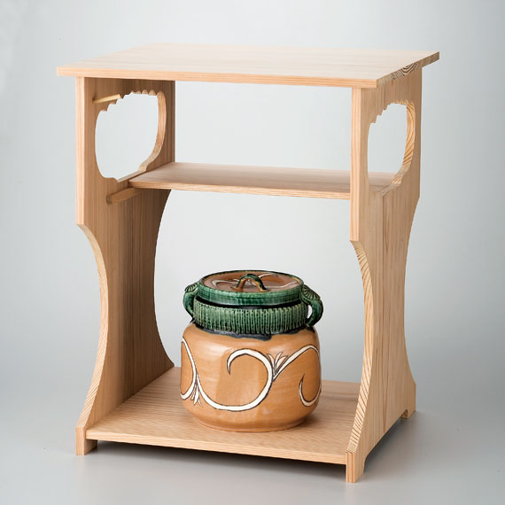 茶道具 玄々斎好写 五行棚 焼杉 清峯造 組立式 紙箱付 茶道具 玄々斎好写 五行棚 焼杉 清峯造 組立式 紙箱付