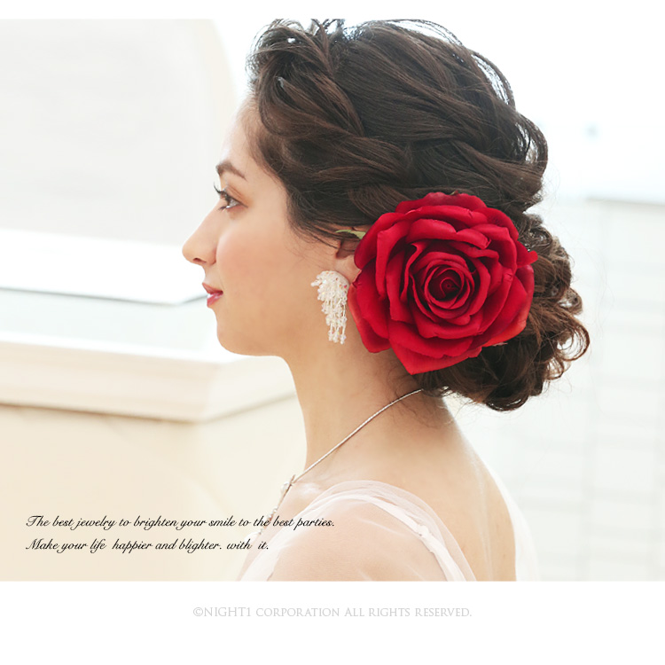 Handmade Hair Accessories Flower Barrette Headdress Red White Red White Made In Headdress Flower Wedding Ceremony Hair Ornament Corsage Bride Hair