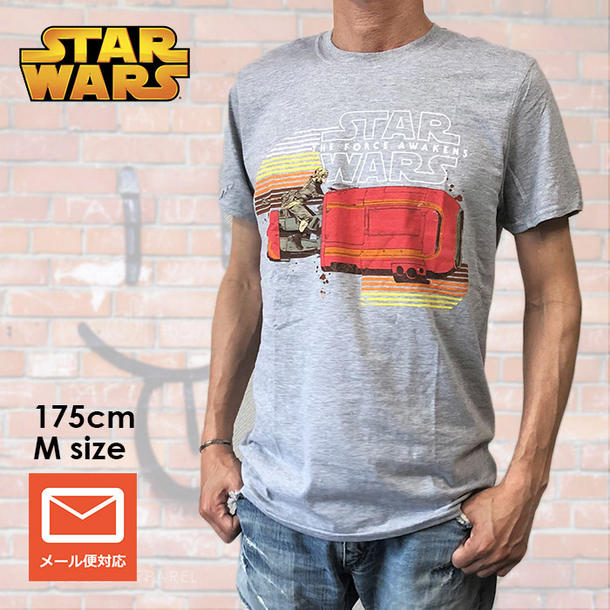 映画Tシャツ STAR WARS スター・ウォーズ Tシャツ フォースの覚醒 レイ メンズ グレー画像