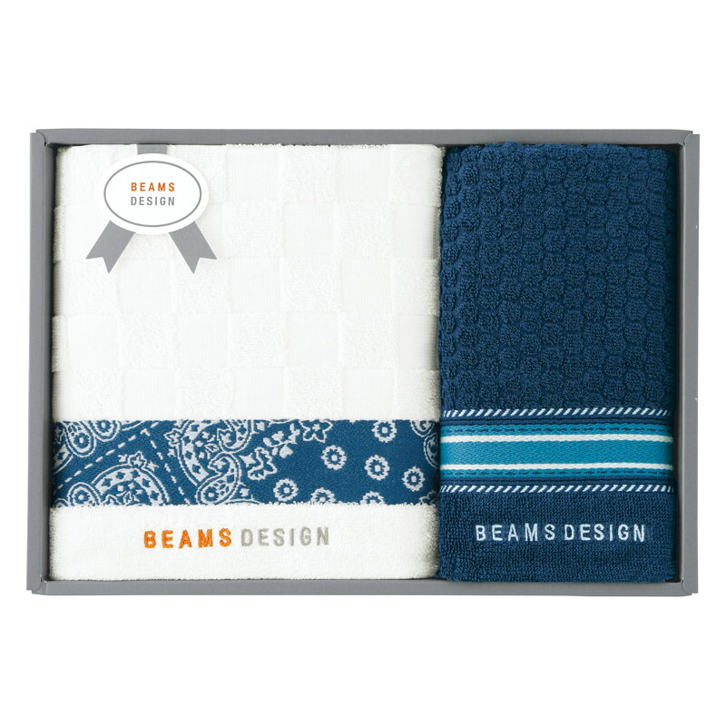 BEAMS DESIGN チェッカーバンダナ バスタオル&フェイスタオル ネイビーブルー 51-3139400NB (個別送料込み価格) (-C7049-100-) | 内祝い ギフト 出産内祝い 引き出物 結婚内祝い 快気祝い お返し 志
