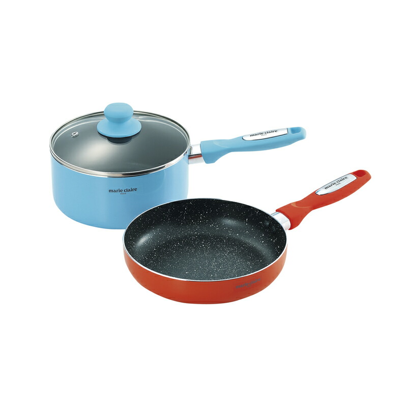 楽天市場】マリ・クレール カラーズ アルミ片手鍋18cm＆フライパン20cm