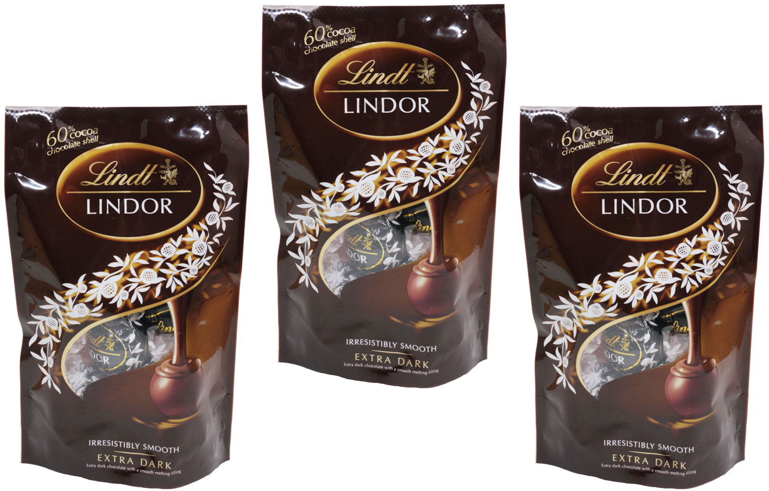 リンツ(Lindt) リンドール　エキストラビターパック　60ｇ&times;3袋　　　【個包装　六甲バター　QBB　スイス　高級チョコレート　ビターチョコ】