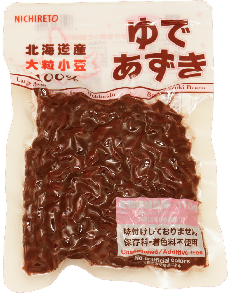日レト 北海道産 ゆで小豆 150ｇ 【代引き不可】 日本レトルトフーズ ゆであずき 味付けなし 着色料未使用 小豆 代引き不可 保存料