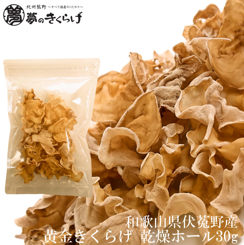 Seasonal Wrap入荷 乾燥きくらげ 黄金きくらげ ホール 30g袋 和歌山県