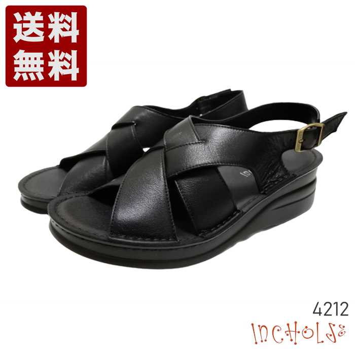 インコルジェ[INCHOLJE] バックベルトデザインサンダル レディース サンダル 4212 ブラック (4212-BL)送料無料 日本製 内祝い ギフト セール SALE プレゼント 人気歩きやすい 履きやすい 軽い 柔らかい おしゃれ ゆったり かわいい シンプル 滑りにくい