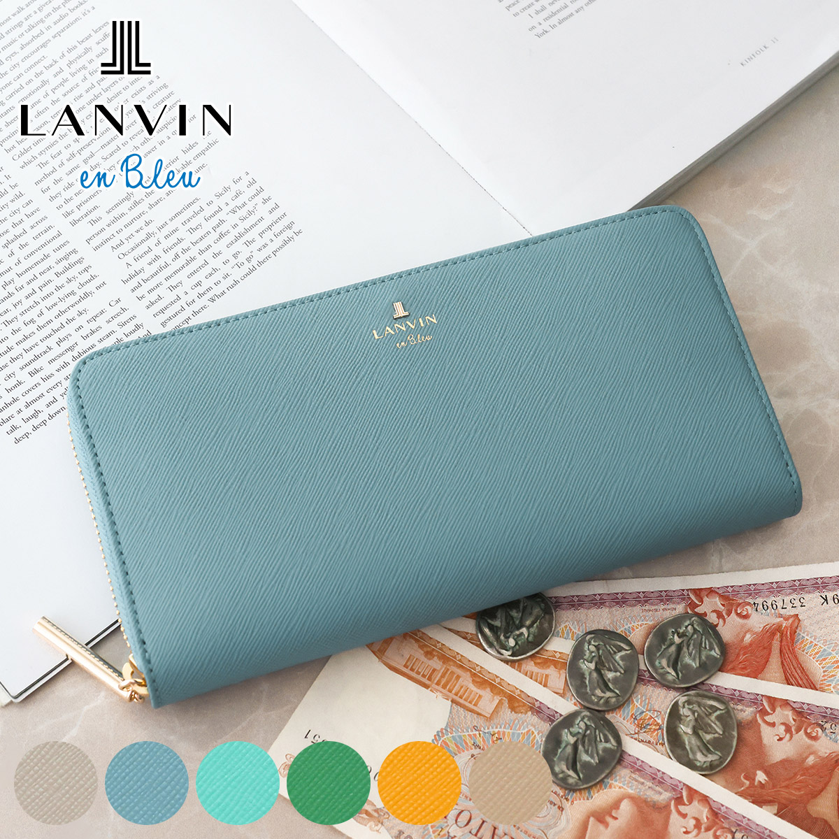 【ランバン オン ブルー 選べるプレゼント付】 LANVIN en Bleu ランバン オン ブルー 長財布リュクサンブールカラー 小銭入れ付き長財布（ラウンドファスナー式） 481179レディース 財布 マルチカラー ギフト かわいい おしゃれ プレゼント ブランド｜Tabinone 店
