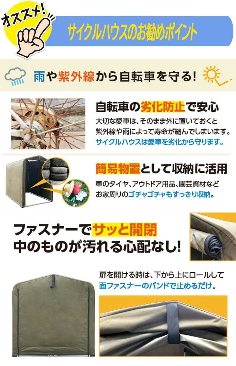 サイクルポート 自転車置き場 サイクルハウス M-SB25 3台用 防水撥水 ...