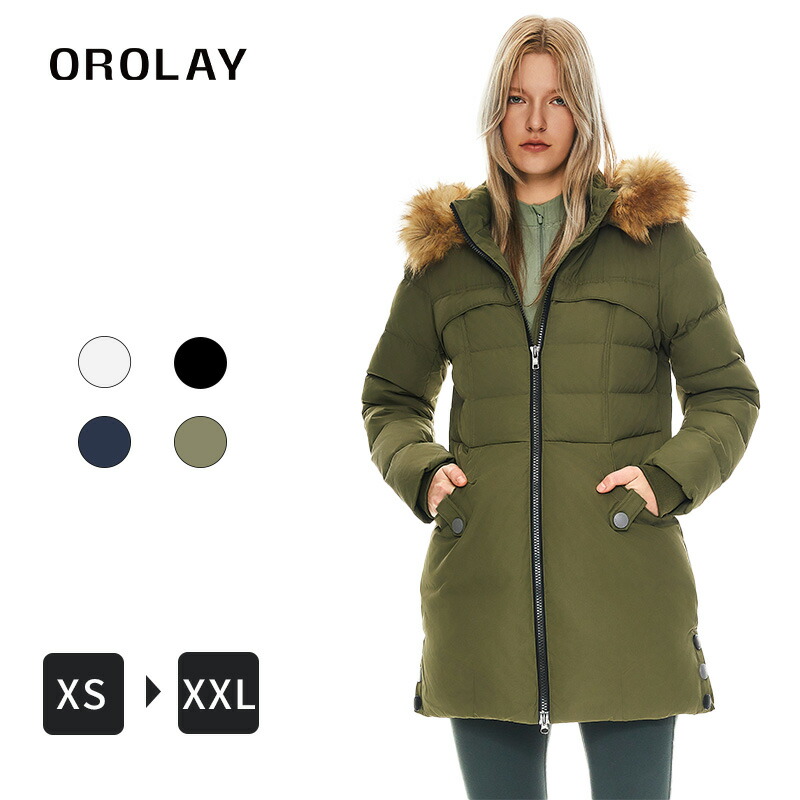 Orolay レディース 落ち込む上衣 冬厚地の外套 真っただ中厚地の外套 ボンネット付き添い人 影ぼうし 防寒 防風 撥水製造 コート・ジャケット-レディースファッション