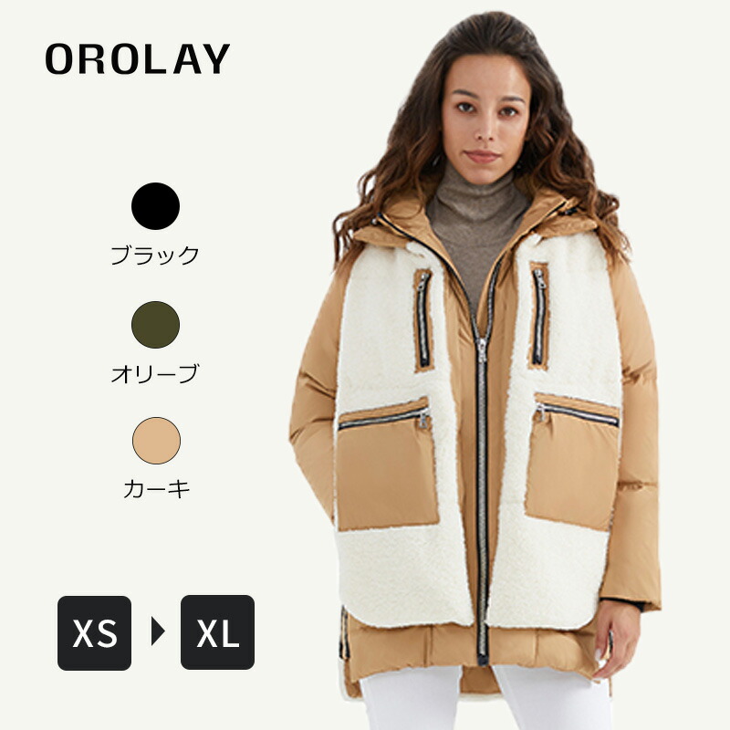 Orolay レディース ボアダウンジャケット 冬アウター 暖かい 冬 コート フード付き ポケット六つ 厚手 防風 防寒 体型カバー 10,622円