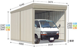 タクボガレージ ベルフォーマ SM-S3460 多雪型 標準屋根 独立型 ※お客様組立品 田窪工業所 車庫 倉庫