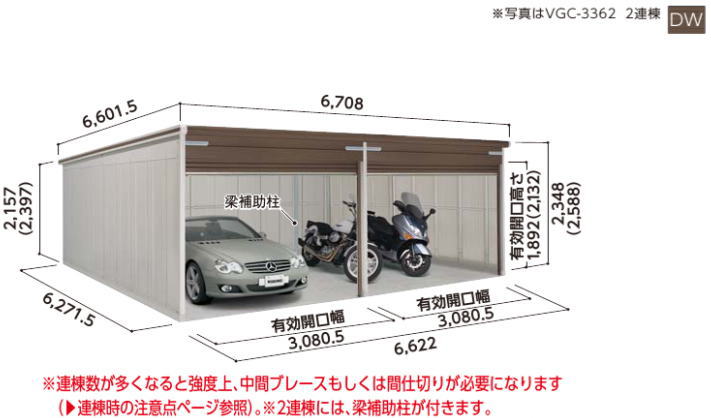 楽天市場】ヨドコウ ヨドガレージ VGC-3362 標準高タイプ【一般型】2連