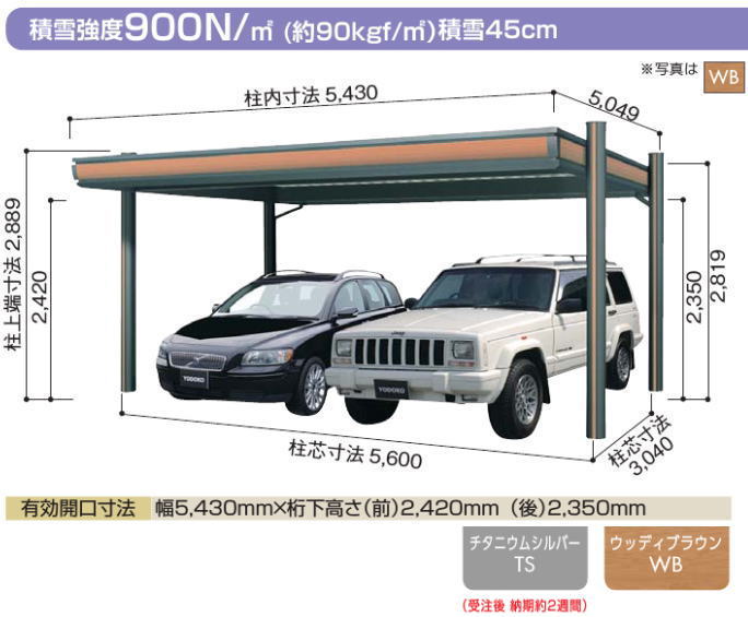 安い購入 ヨドコウ パワード Kdas 5650 2台用 基本棟 積雪約100cm カーポート お客様組立品 日本製 Guadalupe Cafe