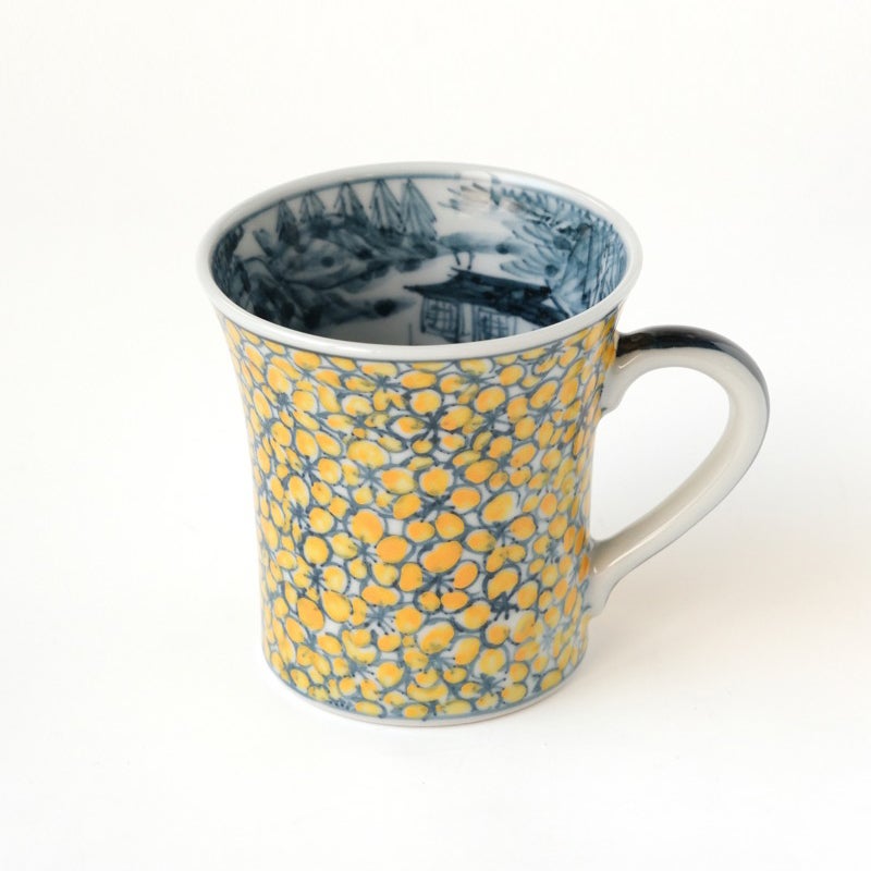 たち吉 景観山吹文 マグカップ 11.5×9珊・高さ9珊・電気容量約270ml 【単品】 コップ 京焼  器 食器 格好のいい 日本製 ブランド名 たちきち 祝する日 生まれ落ちる日 差し上げ物 差し上げ物 差し上げ物 ラッピング
