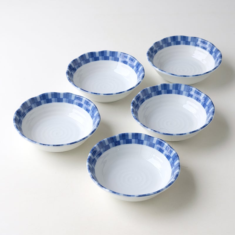 井泉窯　小川忠計作【源氏の花】和菓子皿揃共箱　栞付　丸皿一枚　小皿5枚セット