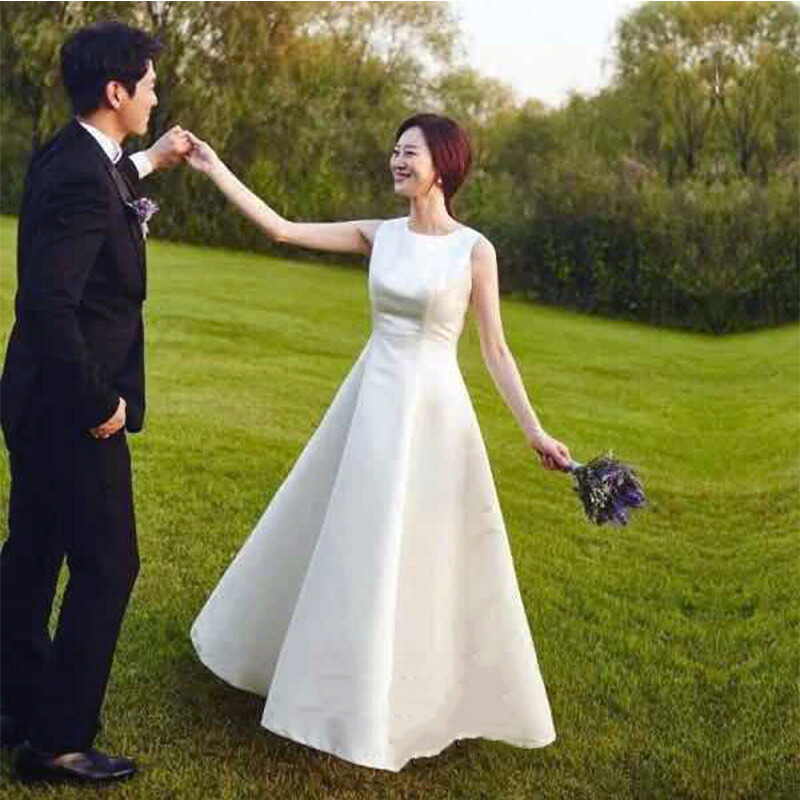 ホワイト ウェディングドレス Aライン ロングドレス ウェディングドレス ノースリーブ マキシ丈 丸襟 ファスナータイプ xs~xl Wedding Dress お花嫁 結婚式 旅行撮影演出 レディースウェディングドレス エレガント パーティードレス|タクトストア