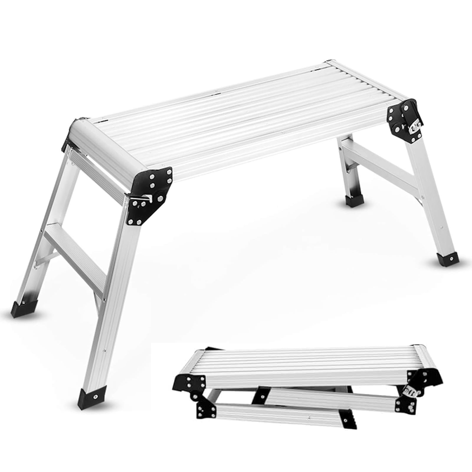 洗車台 脚立 洗車 アルミ足場台 高さ50CM 天板75CM×30CM 重量約3.38KG 荷重150KG 軽量 踏み台 折りたたみ コンパクトミニバン 幅広ステップ 滑り止め 軽自動車 SUV 屋内 屋外 洗車 掃除など適用|タクトストア