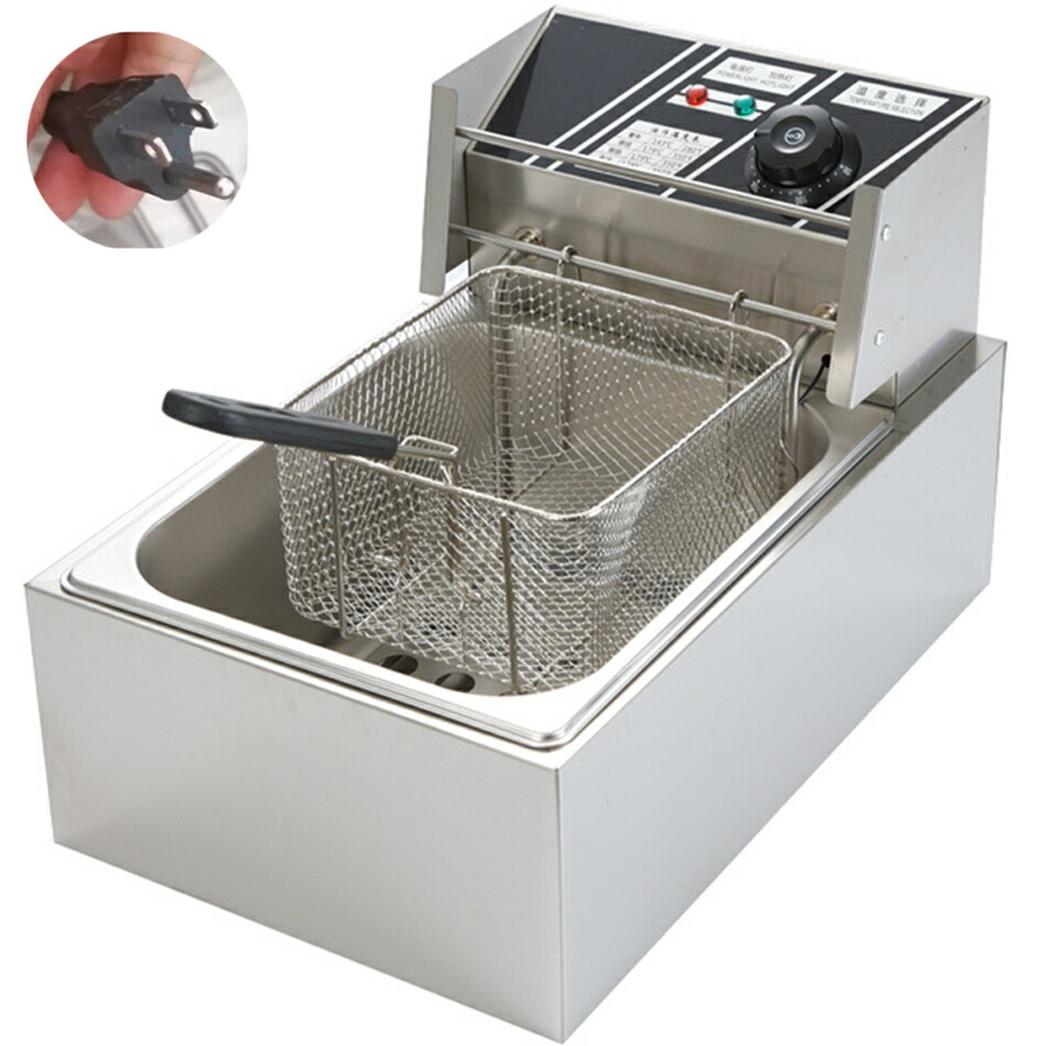 電気フライヤー 家庭用/業務用 フライヤー 揚げ物 揚げ物 業務用小型フライヤー 卓上 小型 電気 串揚げ 揚げ物機 110V 6L 一槽式 ミニフライヤー 卓上フライヤー 厨房 電気フライヤー1.7kw｜タクトストア