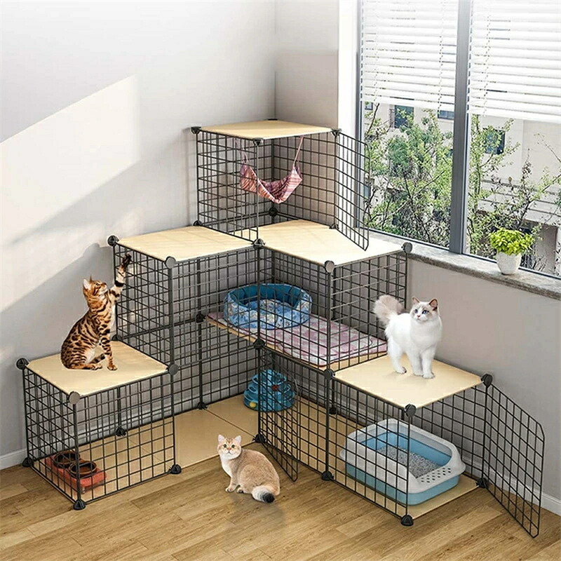 猫ケージ ペット 猫 キャット キャットケージ ケージ　収納 脱走防止 頑丈 折りたたみ　大型 猫ゲージ 檻 ねこ ネコケージ コンパクト ハンモック ３段 犬 猫用ケージ サークル