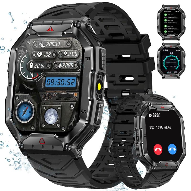 ベルト3本つき 【即日発送可】スマートウォッチ 軍用規格 大