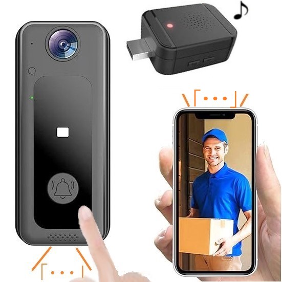 TV電話ドアホン 外出先でもスマホ制御 Wifi接続　チャイム器はUSB電源　声変更可　インターホン　LEDライトと赤外線ライト