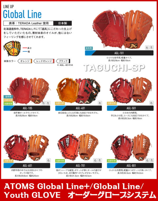 楽天市場 Atoms 硬式オーダーグラブ Atoms アトムズ オーダーシステム Global Line Global Line Youth Glove グローバルラインプラス グローバルライン ユースグラブ 寺田レザー 代引きでは承れません 日本製 タグチスポーツ