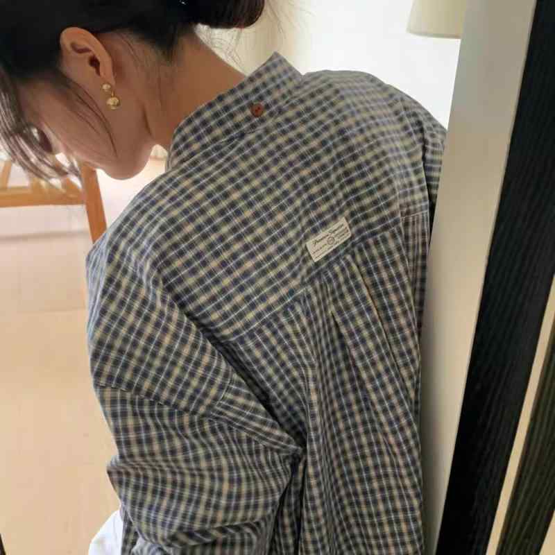 シャツ レディース トップス 長袖 ブラウス 格子柄 チェック柄 ゆったり ビッグシルエット カジュアル レトロ クラシック 春秋 体型カバー 大きいサイズ ゆったりシルエット おしゃれ かわいい 韓国ファッション 通勤 通学 デイリー お出かけ 普段使｜暮らしのお手伝い