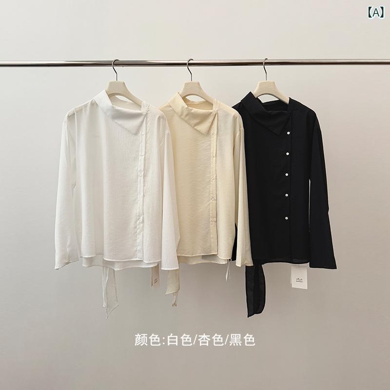 シャツ レディース トップス ブラウス 長袖 切り替え リボン ウエストマーク ゆったり 体型カバー 着痩せ 細見え 落ち感 無地 エレガント きれいめ フェミニン オフィス 通勤 通学 普段使い お出かけ 上品 高級感 春服 カジュアル シック シンプ|暮らしのお手伝い