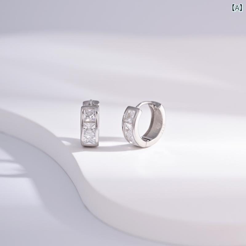 ピアス レディース S925純銀 ジルコニア スクエア 四角形 シンプル おしゃれ 上品 高級感 シルバーアクセサリー 大人かわいい 普段使い 耳飾り フープピアス シルバー ギフト カジュアル エレガント 揺れる キラキラ デイリーユース デート オフ｜暮らしのお手伝い