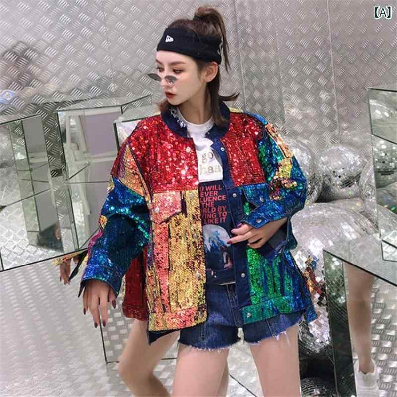 デニムジャケット レディース 春秋 韓国風 レトロ ビッグシルエット ショート丈 スパンコール ビジュー装飾 ゆったり 着痩せ 体型カバー アウター トップス カジュアル 高級感 長袖 通勤通学 普段使い オーバーサイズ 重厚感 クール シンプル エレガ｜暮らしのお手伝い