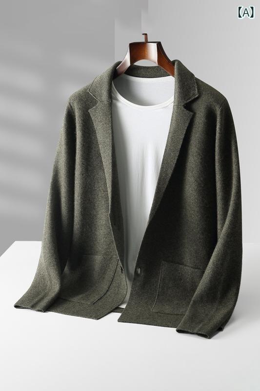 ニット 男性用 Vネック カーディガン ウール100％ セーター 無地 厚手 アウター カジュアル トップス 紳士服 秋 冬 羽織り 保温性 防寒対策 伸縮性 大きいサイズ ゆったり 体型カバー 着痩せ お腹周り 細見え 長袖 ビジネス 通勤 普段使い ｜暮らしのお手伝い