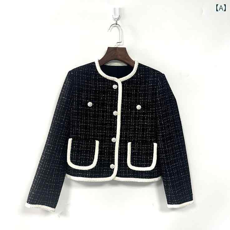 ジャケット レディース 秋冬 アウター ショート丈 フレンチ風 上品 高級感 シングルボタン 長袖 おしゃれ トップス カジュアル 体型カバー ゆったり 着痩せ フォーマル お出かけ 通学 通勤用 普段使い 羽織り 厚手 防寒 暖かい 襟付き 無地 シン｜暮らしのお手伝い