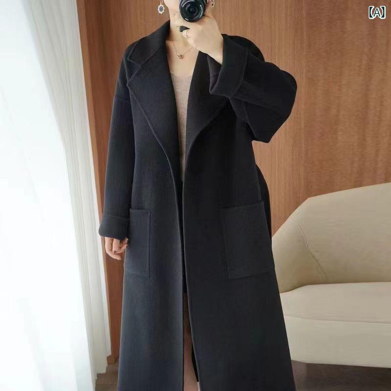 コート レディース ウールコート ダブルフェイス カシミヤ混 ロング丈 アウター 大きいサイズ ゆったり 体型カバー 着痩せ お腹周りカバー 二の腕カバー プラスサイズ 高級感 防寒 暖かい 上品 エレガント 通勤 オフィス きれいめ 秋冬 合わせやすい|暮らしのお手伝い